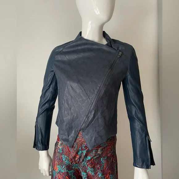 Anthropologie BLANKNYC Snake Print Moto Jacket Faux Leather Y2K - Picture 2 of 10